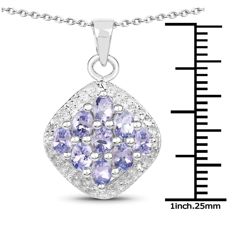 1.53 Carat Genuine Tanzanite .925 Sterling Silver Pendant