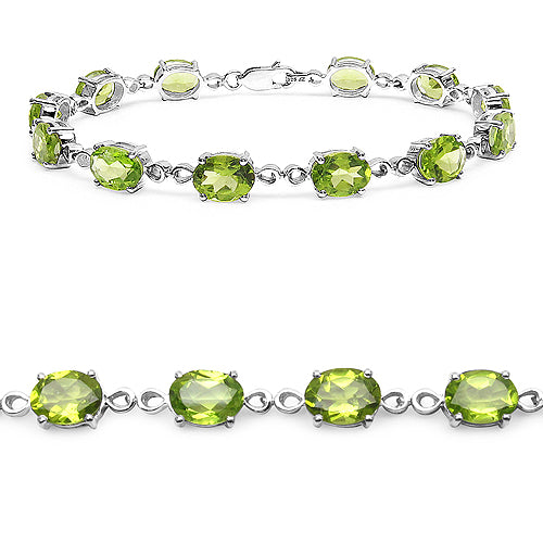 14.40 Carat Genuine Peridot .925 Sterling Silver Bracelet