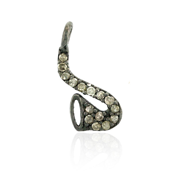 Pave Diamond 925 Sterling Silver Trumpet Charm Pendant Jewelry