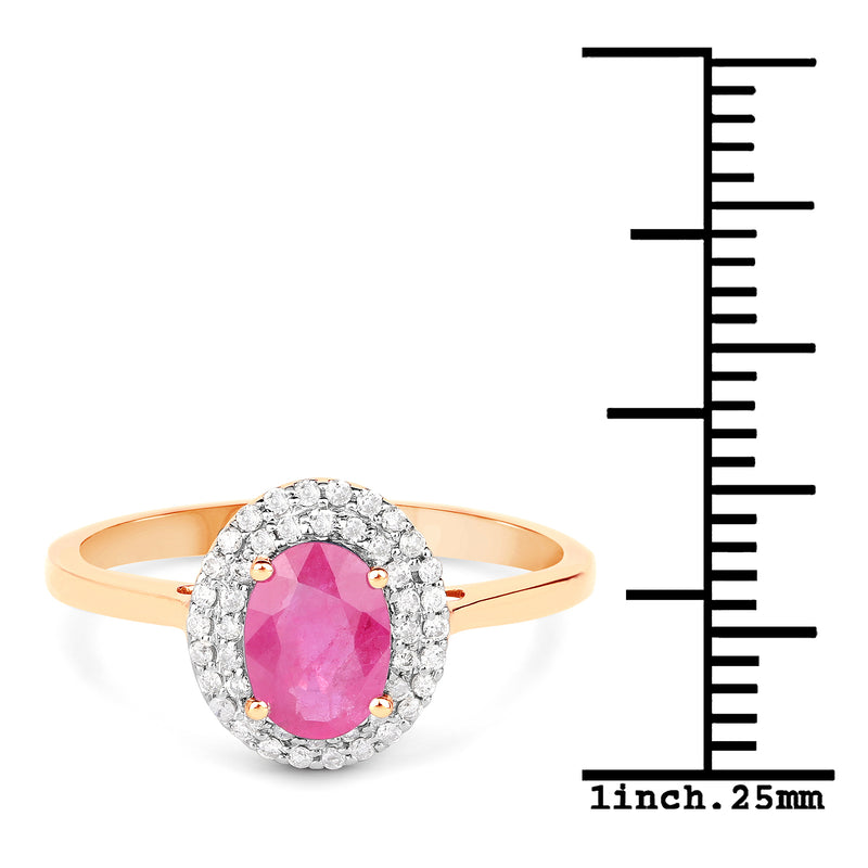 1.13 Carat Genuine Ruby and White Diamond 14K Yellow Gold Ring