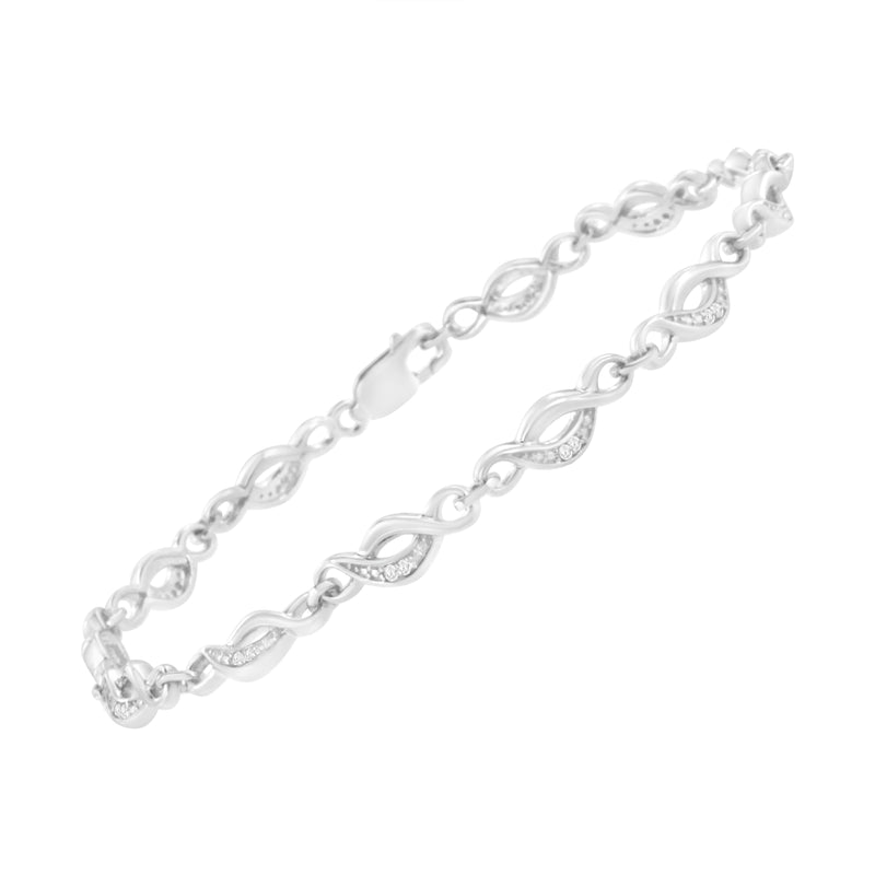 .925 Sterling Silver Prong Set Round-Cut Diamond Accent Infinity Link Bracelet (I-J Color, I2-I3 Clarity) - Size 7.25"