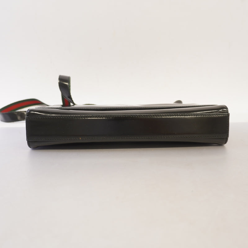 Auth Gucci Shoulder Bag Sherry 001 3248 Patent Leather Black