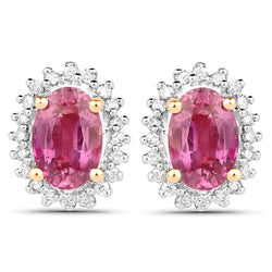 1.16 Carat Genuine Ruby and White Diamond 18K Yellow Gold Earrings