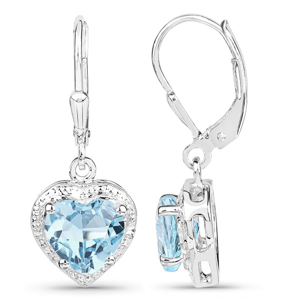 4.00 Carat Genuine Blue Topaz .925 Sterling Silver Earrings