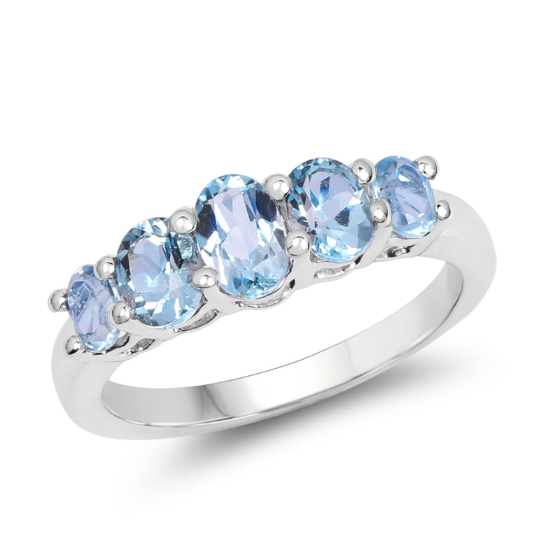 1.91 Carat Genuine Blue Topaz .925 Sterling Silver Ring