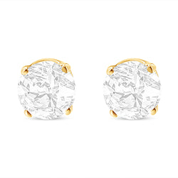 10K Yellow Gold over .925 Sterling Silver 1.00 Cttw Round Brilliant-Cut Diamond Classic 4-Prong Stud Earrings with Screw Backs (J-K Color, I2-I3 Clarity)