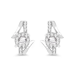 0.45 Carat Genuine White Diamond 14K White Gold Earrings (G-H Color, SI1-SI2 Clarity)