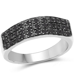 0.35 Carat Genuine Black Diamond .925 Sterling Silver Ring