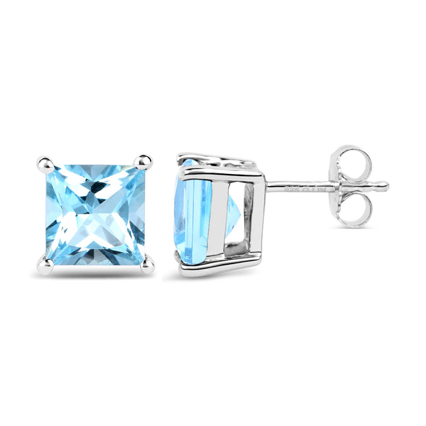 6.00 Carat Genuine Blue Topaz .925 Sterling Silver Earrings