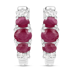 1.66 Carat Genuine Johnson Ruby and White Topaz .925 Sterling Silver Earrings