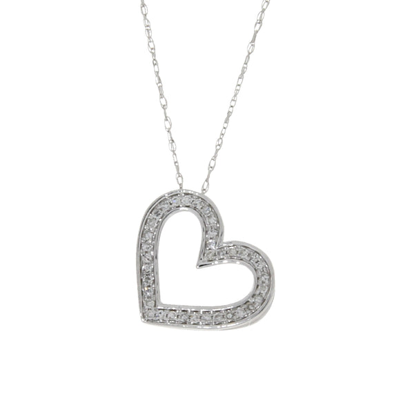 .11ct Diamond Heart Love Pendant 14KT White Gold