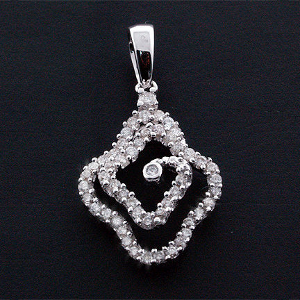 18kt Solid White Gold Pave Diamond Pendant Necklace - Elegant Gift for Girls