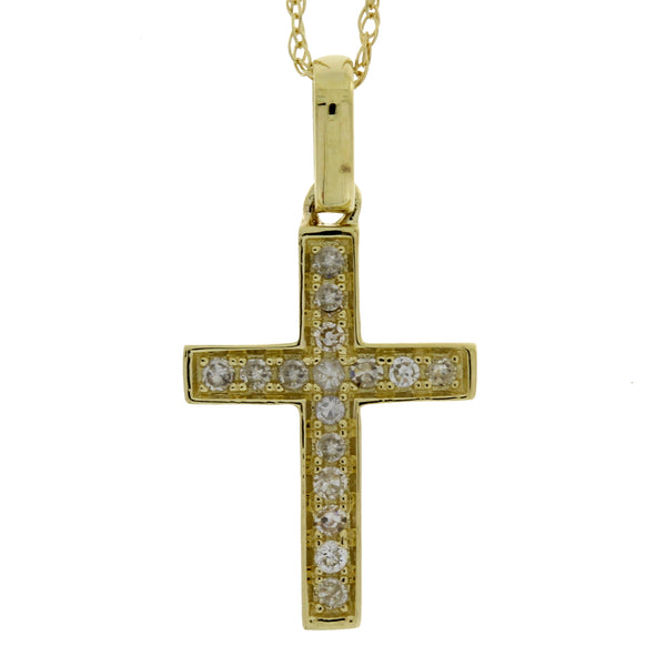 .12ct Diamond Cross Religious Pendant 14KT Yellow Gold