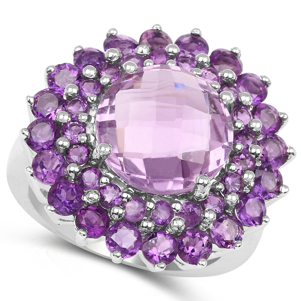 8.02 Carat Genuine Amethyst .925 Sterling Silver Ring
