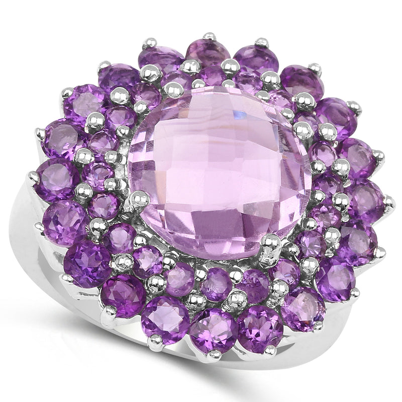 8.02 Carat Genuine Amethyst .925 Sterling Silver Ring
