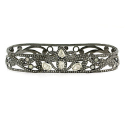 Pave Diamond Palm Bracelet 925 Sterling Silver Party Wear Jewelry