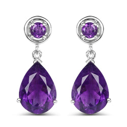 8.48 Carat Genuine Amethyst .925 Sterling Silver Earrings