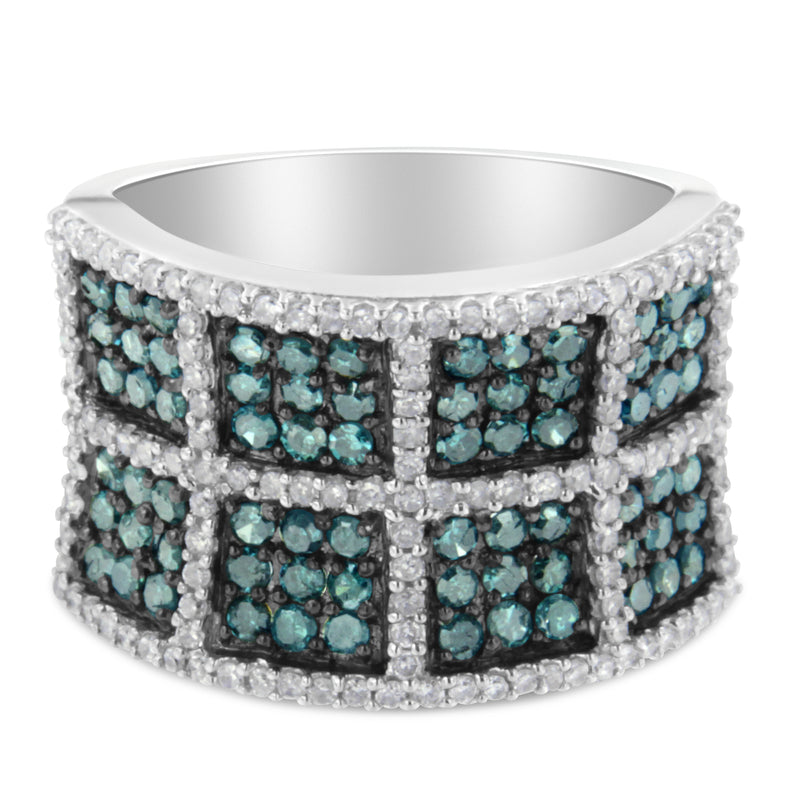 14K White Gold White and Treated Blue Diamond Cocktail Ring (1 1/2 Cttw, H-I Color, I1-I2 Clarity) - Size 6