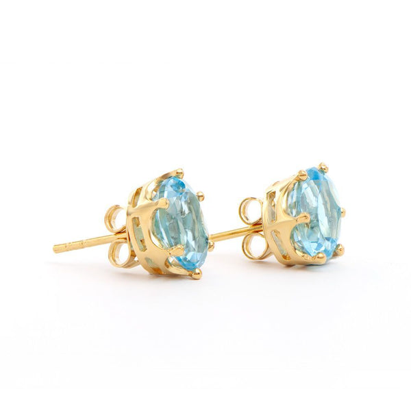 5.50 TW CTS BLUE TOPAZ 18K GOLD PLATED DESIGNER EAR-RINGS