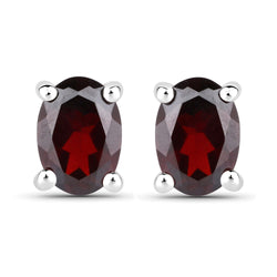 1.70 Carat Genuine Garnet .925 Sterling Silver Earrings