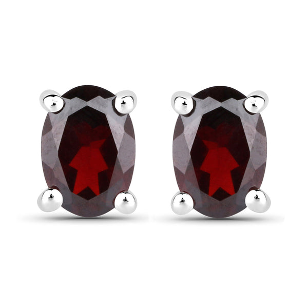 1.70 Carat Genuine Garnet .925 Sterling Silver Earrings