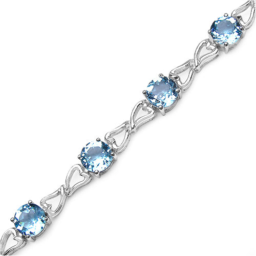 13.50 Carat Genuine Blue Topaz .925 Sterling Silver Bracelet