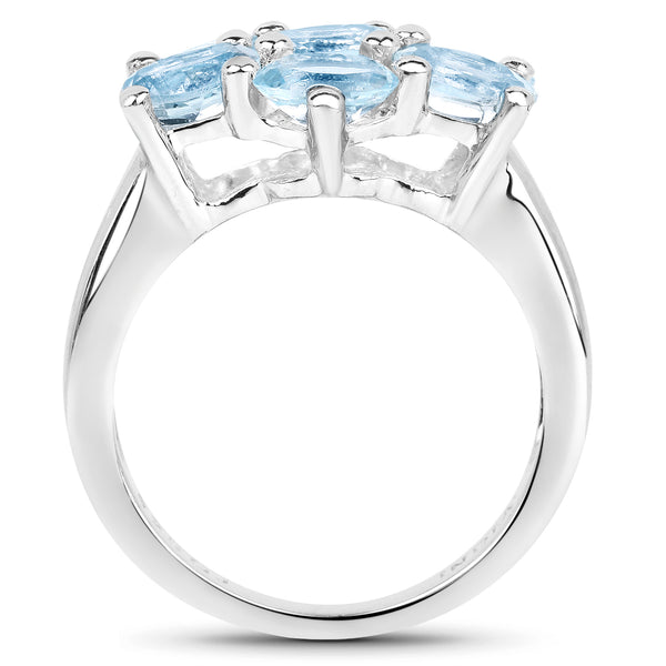 3.57 Carat Genuine  Blue Topaz .925 Sterling Silver Ring