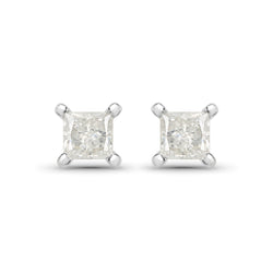 0.51 Carat Genuine White Diamond 14K White Gold Earrings