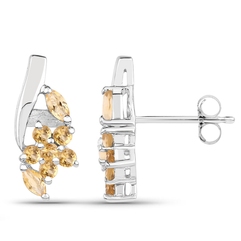 0.65 Carat Genuine Citrine .925 Sterling Silver Earrings