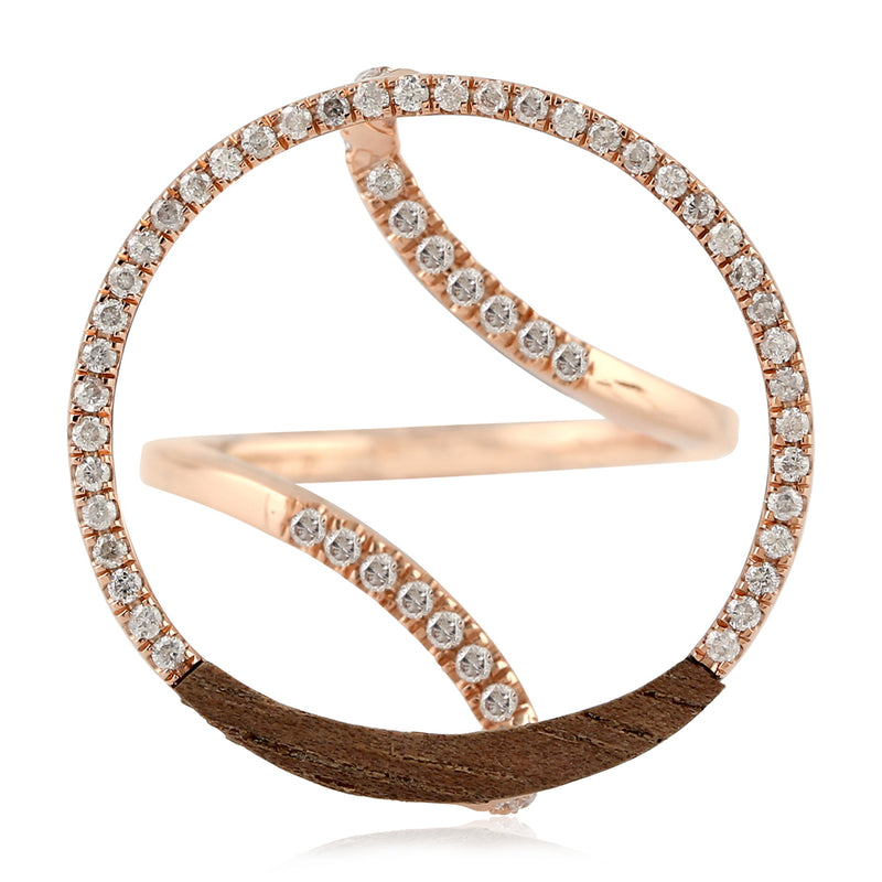Natural Diamond Geometric Ring 14k Rose Gold Jewelry