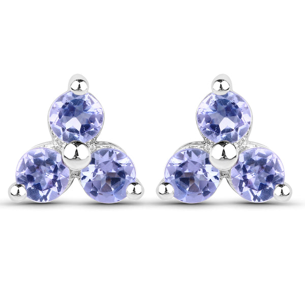 0.48 Carat Genuine Tanzanite .925 Sterling Silver Earrings