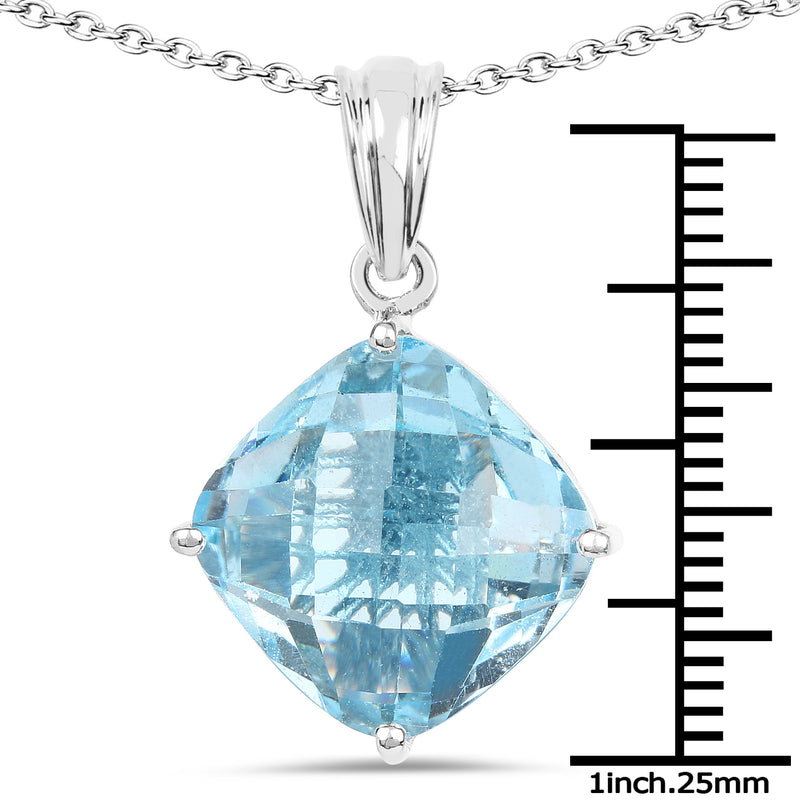 11.10 Carat Genuine Blue Topaz .925 Sterling Silver Pendant