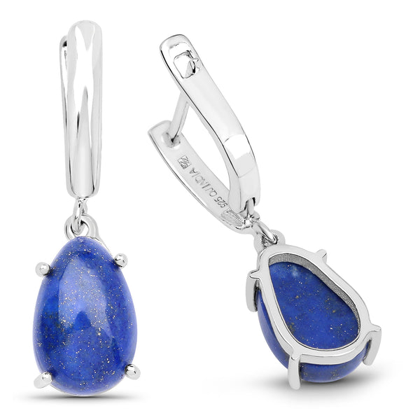 6.77 Carat Genuine Lapis .925 Sterling Silver Earrings