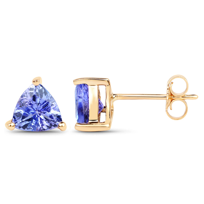 1.22 Carat Genuine Tanzanite 14K Yellow Gold Earrings