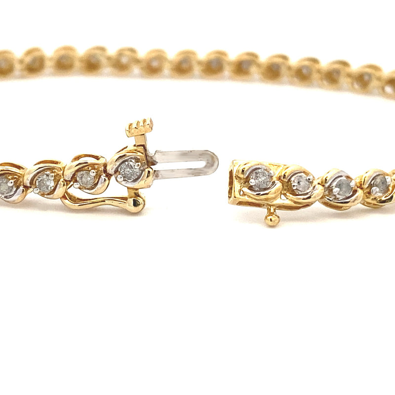 Genuine 1.00ct Diamond Tennis Bracelet 10KT Yellow Gold