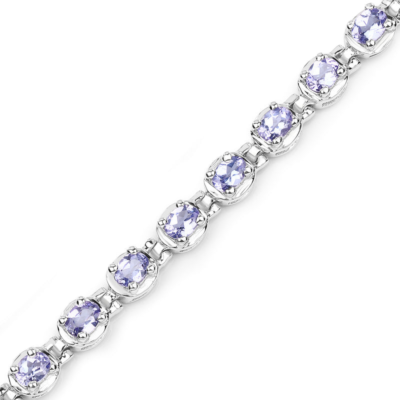 4.59 Carat Genuine Tanzanite .925 Sterling Silver Bracelet