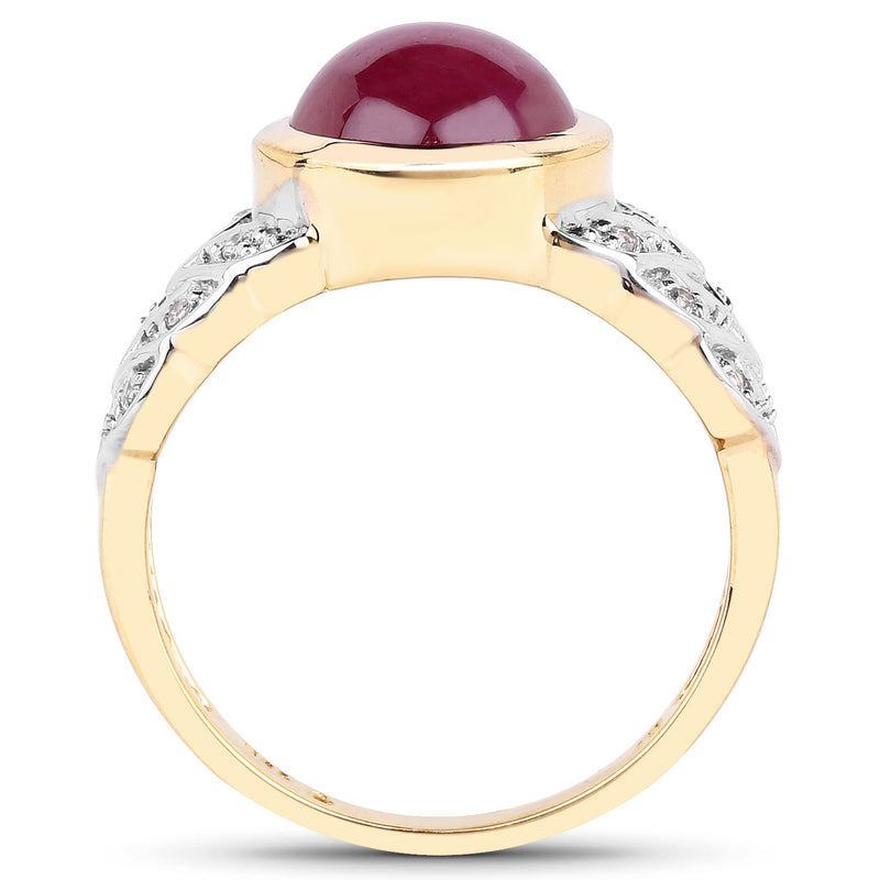 5.11 Carat Glass Filled Ruby and White Topaz .925 Sterling Silver Ring
