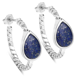 2.88 Carat Genuine Lapis .925 Sterling Silver Earrings