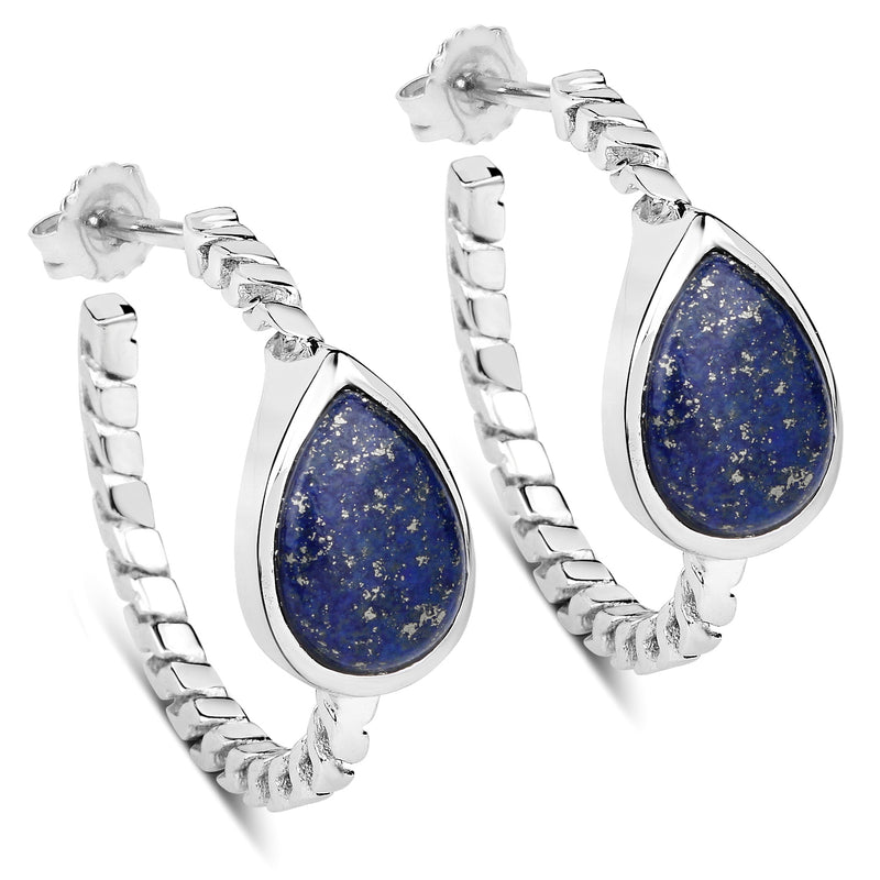 2.88 Carat Genuine Lapis .925 Sterling Silver Earrings