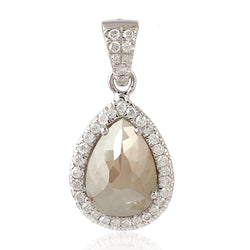 Pear Drop Necklace Pendant 3.02Ct Ice Diamond 18K Solid White Gold Jewelry
