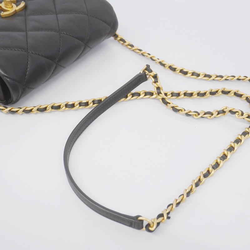 Auth Chanel Matelasse Chain Shoulder Womens Leather Shoulder Bag Black