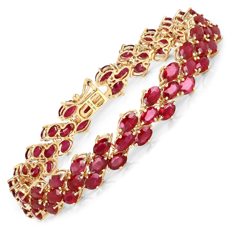 18.63 Carat Genuine Ruby 14K Yellow Gold Bracelet