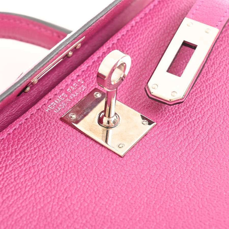 Hermes Kelly Womens Chevre Leather Shoulder Bag Purple