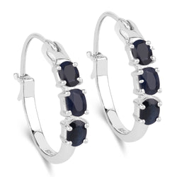 1.32 Carat Genuine Blue Sapphire .925 Sterling Silver Earrings