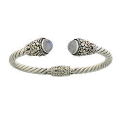 Moonstone Bangle Bracelet Sterling Silver 18KT Gold