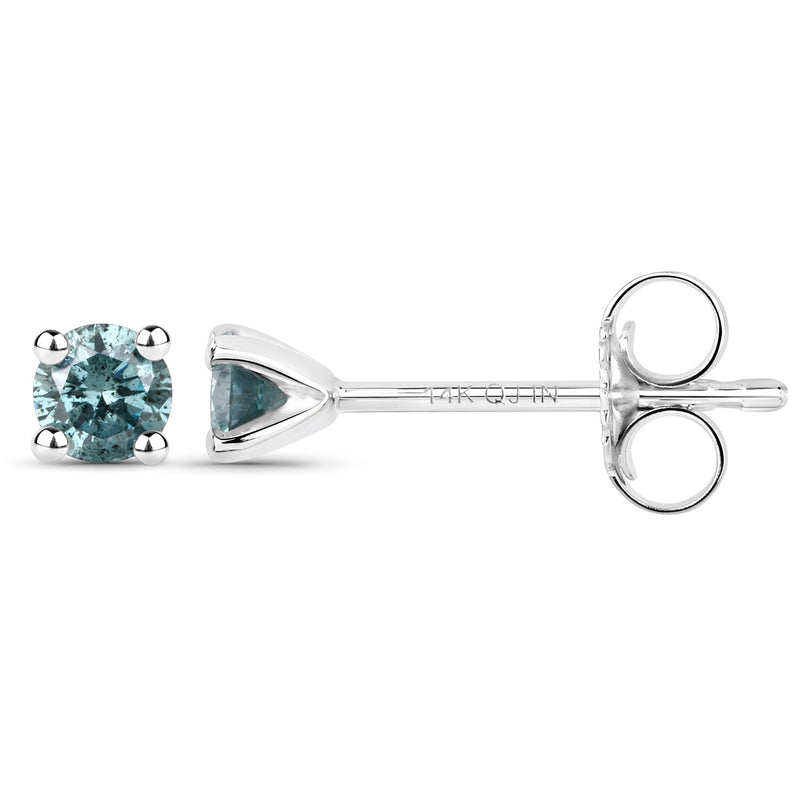 0.29 Carat Genuine Blue Diamond 14K White Gold Earrings (SI1-SI2)