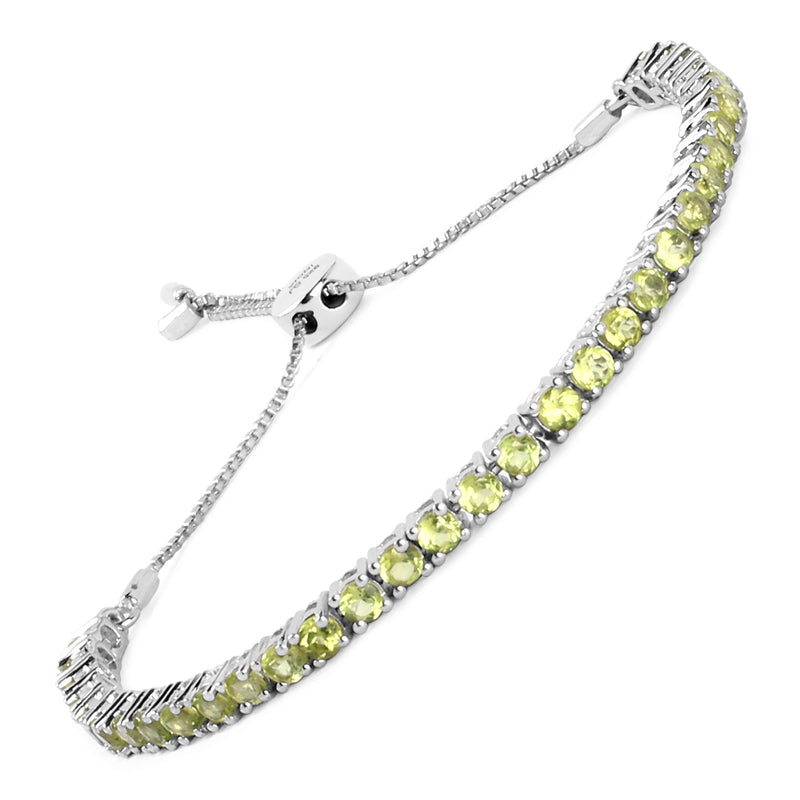 3.30 Carat Genuine Peridot .925 Sterling Silver Bracelet