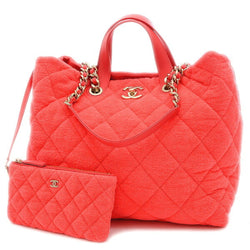 Chanel Matelasse 2Way Bag Pile Leather Coral Pink Champagne Gold Hardware
