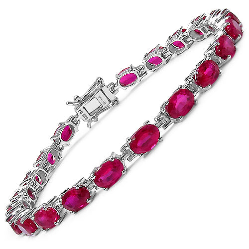 15.12 Carat Created Ruby .925 Sterling Silver Bracelet