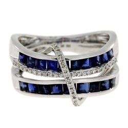 Genuine 2.13ct Sapphire Diamond Ring 14KT White Gold